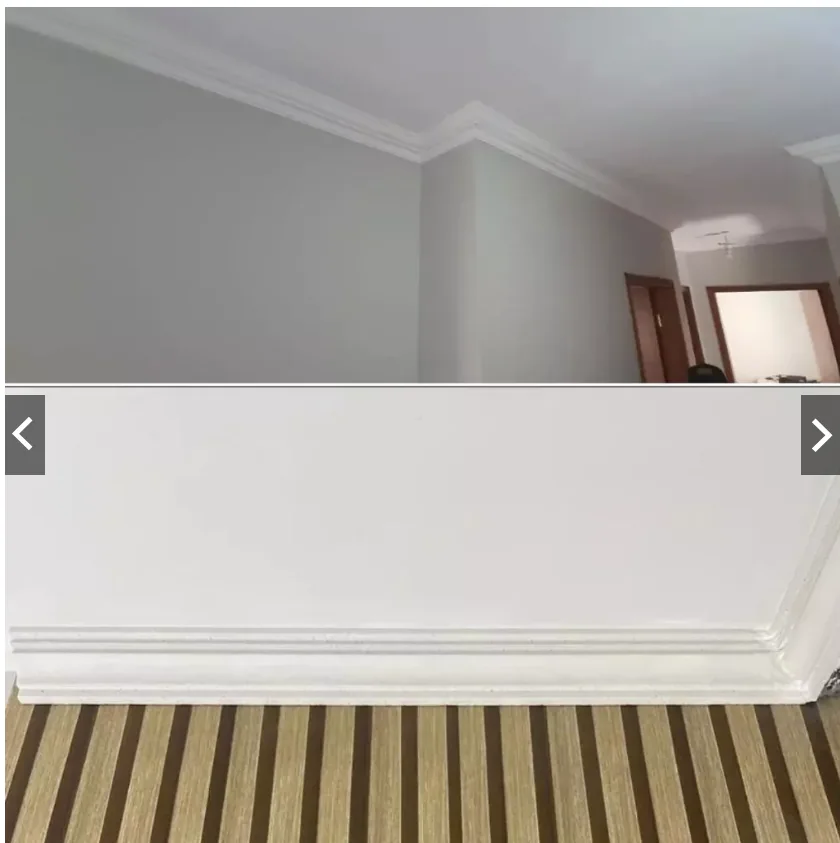 Rodapé e moldura em EPS instalados em ambiente residencial